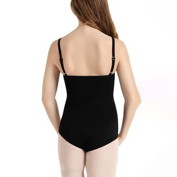 NWT Capezio Black One Piece Spaghetti Strap Cami Bratek Leotard Size Small - Picture 2 of 14